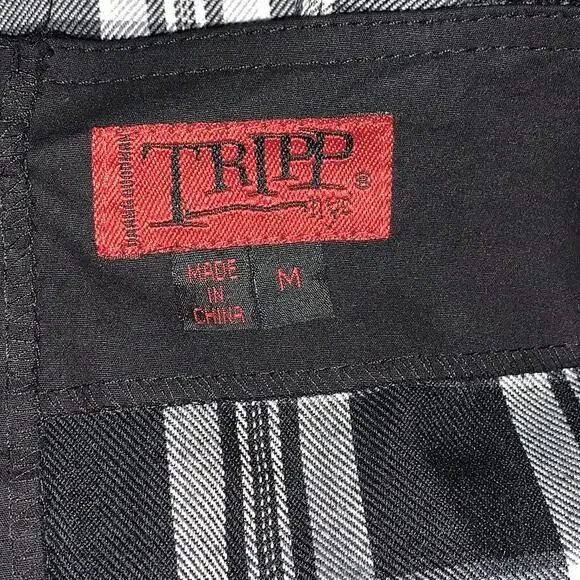 VTg Y2K Tripp NYC Black White Plaid Pleated Mini Skirt Goth Emo Punk Grunge M - Picture 5 of 10